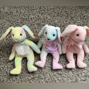 Three bunny Beanie Babies